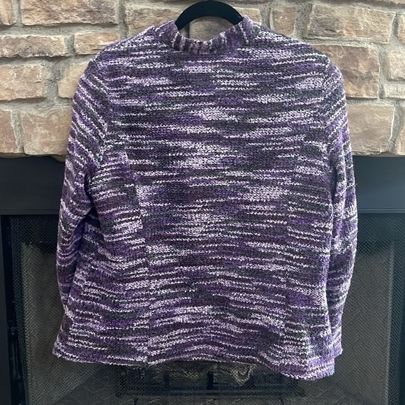 Roz & Ali purple and gray coat with zippered pockets and padded shoulders. 1X - Picture 2 of 7